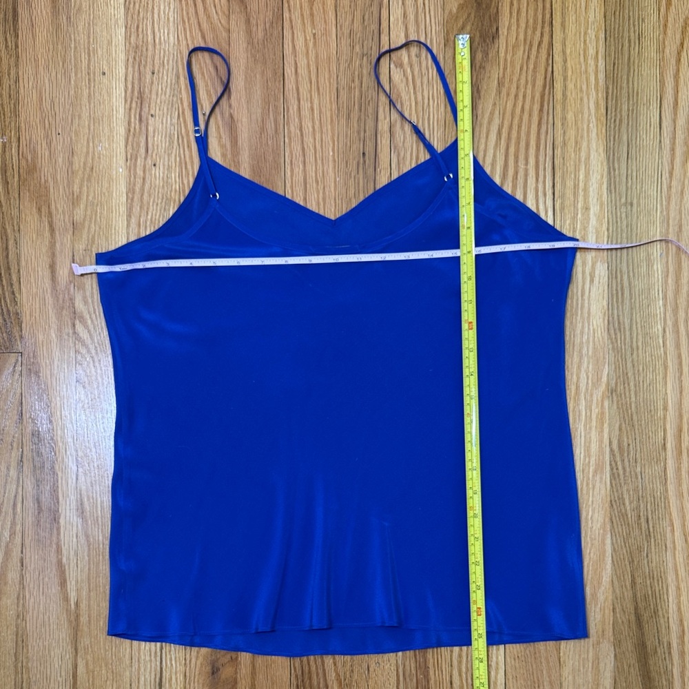 Silk V-Neck Cami Tank Top - Cobalt Blue - Picture 3 of 3